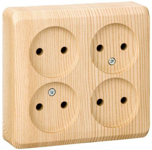 Розетка без заземления накладная Systeme Electric Этюд Дача 4-м. сосна картинка